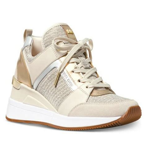 michael kors white and gold tennis shoes|Michael Kors tennis shoes wedges.